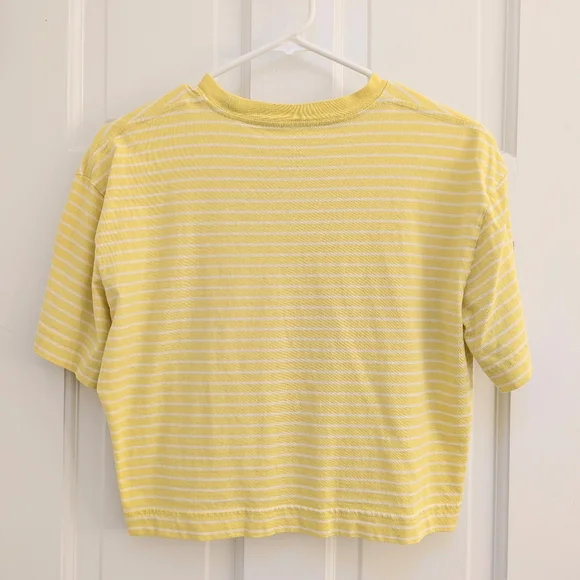 EUC Everlane Cropped Yellow Striped Tee - Picture 3 of 3
